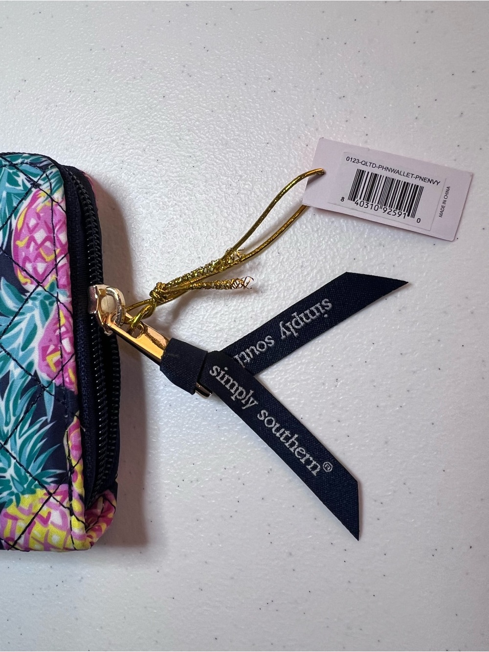 Simply Southern Navy Wristlet Pink & Teal Pineapple Envy - Picture 5 of 6